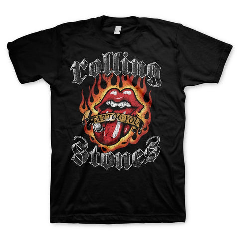 ROLLING STONES | FLAMING TATTOO TONGUE T-SHIRT - The Hollywood Apparel