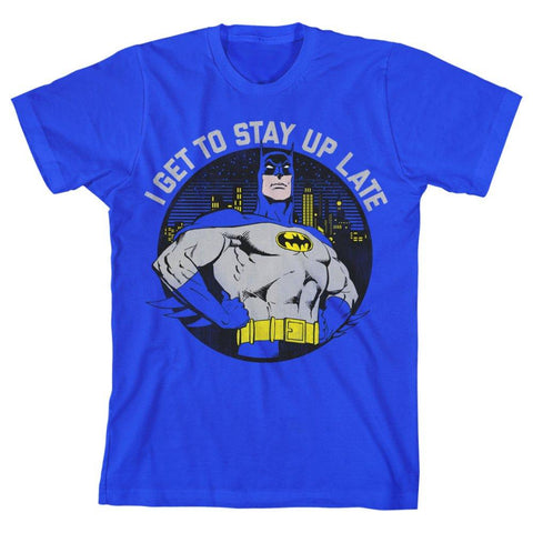 DC Comics Batman ?I Get to Stay Up Late? Boys T-shirt - The Hollywood Apparel