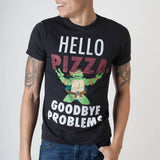Teenage Mutant Ninja Turtles Hello Pizza Black T-Shirt - The Hollywood Apparel