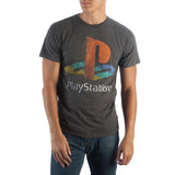 Sony Playstation Logo on Charcoal T-Shirt - The Hollywood Apparel