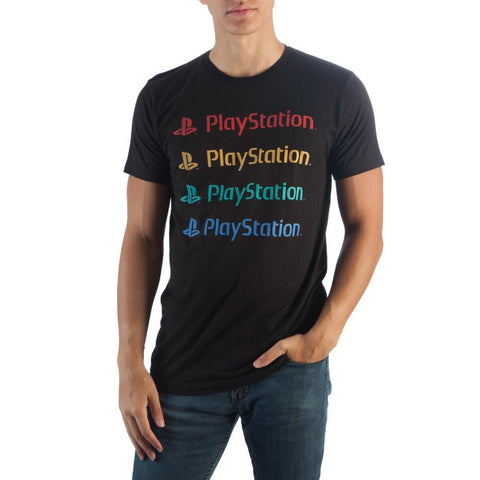 Playstation Repeat Logo Black T-Shirt - The Hollywood Apparel